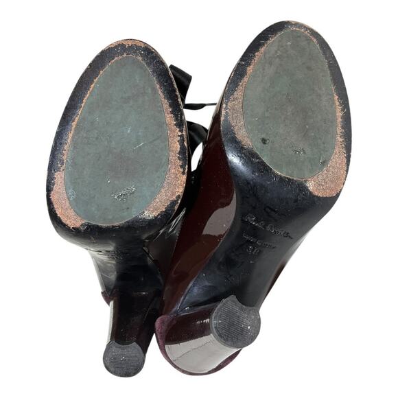 Paul Smith Burgundy Patent Leather & Suede Oxford Brogue Heels 38 7 - Picture 8 of 8